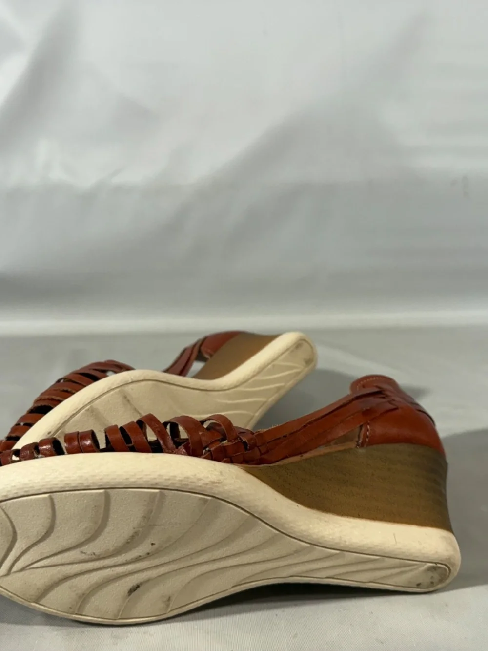 Mexico En La Piel Braided Woven Leather Huarache Wedge Sandals Ankle Womens 8